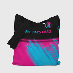 Сумка-шопер Three Days Grace - neon gradient: символ сверху, цвет: 3D-принт