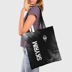 Сумка-шопер Skyrim glitch на темном фоне: надпись, символ, цвет: 3D-принт — фото 2