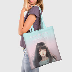 Сумка-шопер Девушка аниме в пастельных оттенках, цвет: 3D-принт — фото 2