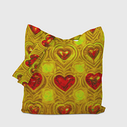 Сумка-шопер Узор рубиновые сердца, цвет: 3D-принт