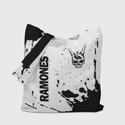 Сумка-шоппер Ramones и рок символ на светлом фоне