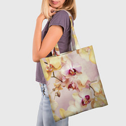 Сумка-шопер Желтые и нежно-розовые орхидеи - паттерн, цвет: 3D-принт — фото 2