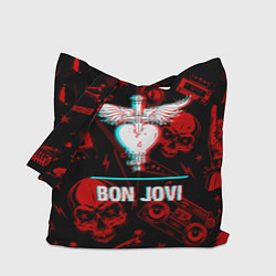 Сумка-шопер Bon Jovi rock glitch, цвет: 3D-принт