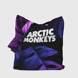 Сумка-шопер Arctic Monkeys neon monstera, цвет: 3D-принт