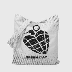 Сумка-шоппер Green Day с потертостями на светлом фоне