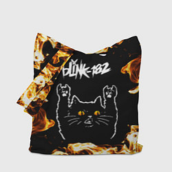 Сумка-шопер Blink 182 рок кот и огонь, цвет: 3D-принт