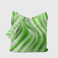 Сумка-шопер Белые и зеленый волны, цвет: 3D-принт