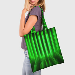 Сумка-шопер Зеленые неоновый световой фон, цвет: 3D-принт — фото 2