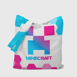 Сумка-шопер Minecraft neon gradient style, цвет: 3D-принт