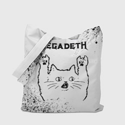 Сумка-шоппер Megadeth рок кот на светлом фоне