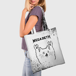 Сумка-шопер Megadeth рок кот на светлом фоне, цвет: 3D-принт — фото 2