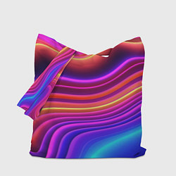 Сумка-шопер Яркие неоновые волны, цвет: 3D-принт