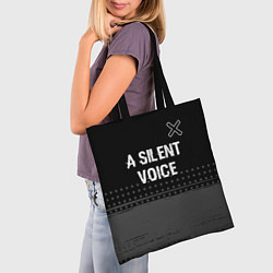 Сумка-шопер A Silent Voice glitch на темном фоне: символ сверх, цвет: 3D-принт — фото 2