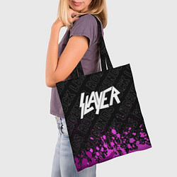 Сумка-шопер Slayer rock legends: символ сверху, цвет: 3D-принт — фото 2