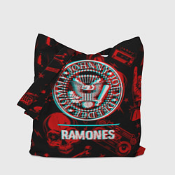 Сумка-шопер Ramones rock glitch, цвет: 3D-принт