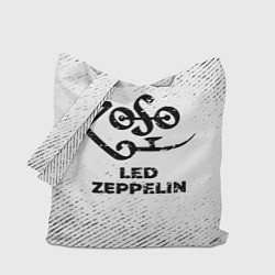 Сумка-шоппер Led Zeppelin с потертостями на светлом фоне