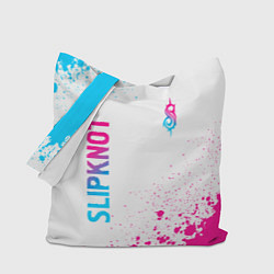 Сумка-шоппер Slipknot neon gradient style: надпись, символ