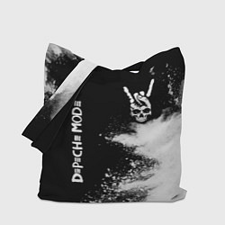 Сумка-шопер Depeche Mode и рок символ на темном фоне, цвет: 3D-принт