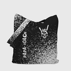 Сумка-шоппер Papa Roach и рок символ на темном фоне