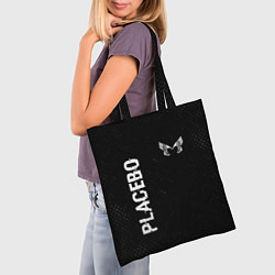 Сумка-шопер Placebo glitch на темном фоне: надпись, символ, цвет: 3D-принт — фото 2