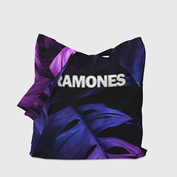 Сумка-шопер Ramones neon monstera, цвет: 3D-принт