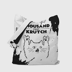 Сумка-шопер Thousand Foot Krutch рок кот на светлом фоне, цвет: 3D-принт