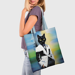 Сумка-шопер Cat fashionista - neural network - pop art, цвет: 3D-принт — фото 2