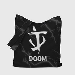 Сумка-шопер Doom glitch на темном фоне, цвет: 3D-принт