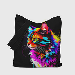 Сумка-шопер Неоновый пушистик - кот, цвет: 3D-принт