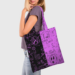 Сумка-шопер Dead inside purple black, цвет: 3D-принт — фото 2