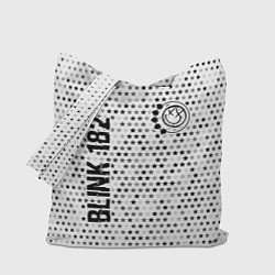 Сумка-шопер Blink 182 glitch на светлом фоне: надпись, символ, цвет: 3D-принт