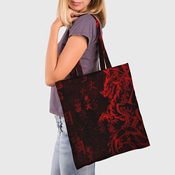 Сумка-шопер Красный дракон - иероглифы, цвет: 3D-принт — фото 2