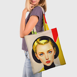 Сумка-шопер Девушка с жёлтыми волосами конструктивизм, цвет: 3D-принт — фото 2