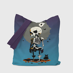 Сумка-шоппер Funny skeleton - neural network - halloween