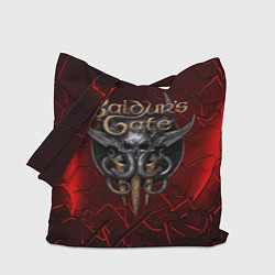 Сумка-шопер Baldurs Gate 3 logo red, цвет: 3D-принт