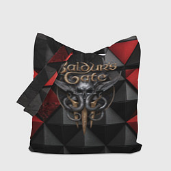 Сумка-шопер Baldurs Gate 3 logo red black, цвет: 3D-принт