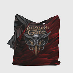 Сумка-шопер Baldurs Gate 3 logo dark red black, цвет: 3D-принт