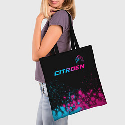 Сумка-шопер Citroen - neon gradient: символ сверху, цвет: 3D-принт — фото 2