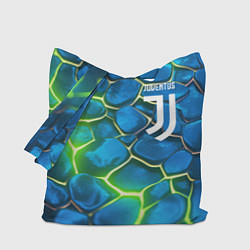 Сумка-шопер Juventus blue green neon, цвет: 3D-принт