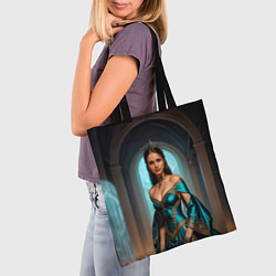Сумка-шопер Девушка принцесса в бирюзовом платье с драгоценнос, цвет: 3D-принт — фото 2