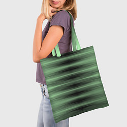 Сумка-шопер Зеленый полосатый градиент, цвет: 3D-принт — фото 2