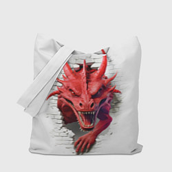 Сумка-шоппер Красный дракон выглядывает из стены