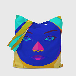 Сумка-шопер Девушка монашка с синим лицом, цвет: 3D-принт