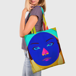 Сумка-шопер Девушка монашка с синим лицом, цвет: 3D-принт — фото 2