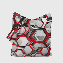 Сумка-шопер Кибер Hexagon Красный, цвет: 3D-принт