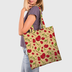 Сумка-шопер Россыпь вишни на веточках, цвет: 3D-принт — фото 2