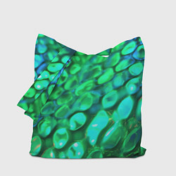 Сумка-шопер Объемная зеленая текстура в виде чешуи, цвет: 3D-принт