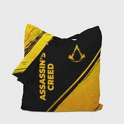 Сумка-шопер Assassins Creed - gold gradient: надпись, символ, цвет: 3D-принт