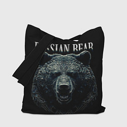 Сумка-шопер Русский медведь на черном фоне, цвет: 3D-принт