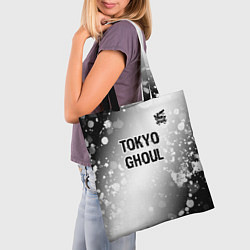 Сумка-шопер Tokyo Ghoul glitch на светлом фоне: символ сверху, цвет: 3D-принт — фото 2